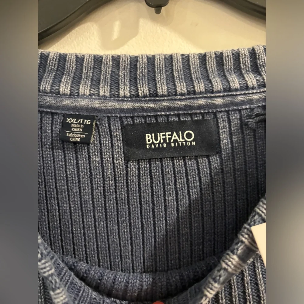 Buffalo David Bitton Men's Textured Blue Crewneck Sweater